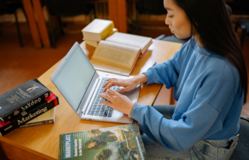 Student studying at university