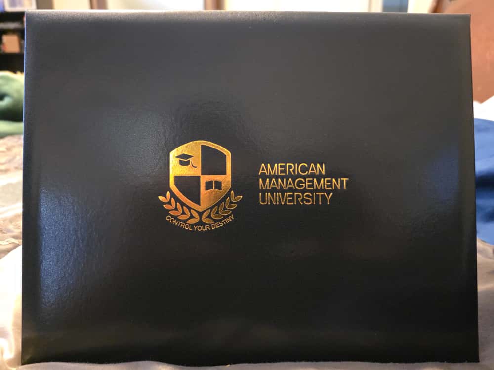 American Management University diploma folder